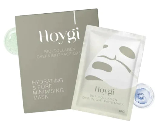Hoygi bio-collagen overnight face mask packaging on a white background